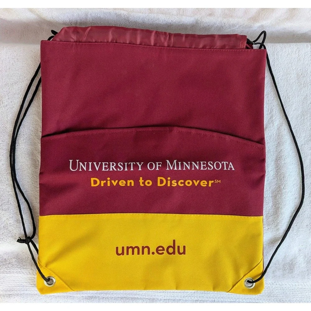 Lot of 2 University of MN Driven to Discover Canvas Drawstring Backpack Gophers